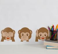 Tienerkamer muursticker apen emojis