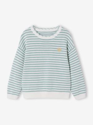 Gestreepte meisjestrui grijsblauw
