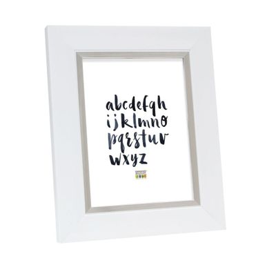 Deknudt Fotolijst in wit met zilverbies 15x15 S41NK1