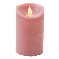 Led kaars/stompkaars - oudroze - H12,5 x D7,5 cm - wax - warm wit licht - bewegende vlam