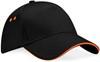 Beechfield CB15C Ultimate 5 Panel Cap - Sandwich Peak - Black/Orange - One Size