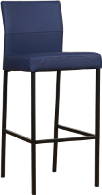 Blauwe leren moderne barkruk Bright - poot vierkant zwart - Toledo Leer Kobalt (blauw leer)