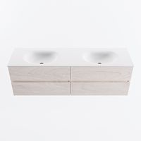 MONDIAZ VICA 160cm badmeubel onderkast Underlayment 4 lades. Wastafel MOON dubbel 2 kraangaten, kleur Talc.