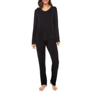 Lady Avenue Bamboo Pyjamas With Lace Long Sleeve