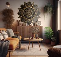 Muursticker woonkamer mandala met elegante druppels