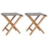 Stoelen inklapbaar 2 st massief teakhout en stof donkergrijs Stoelen inklapbaar 2 st massief teakhout en stof donkergrijs