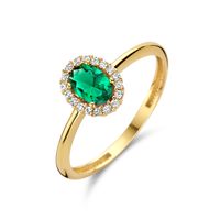 Ring Halo geelgoud zirconia groen-wit 8,5 mm