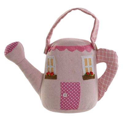 Deurstopper gieter - 1,5 kilo - roze - polyester - 26 x 13 x 25 cm