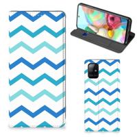 Samsung Galaxy A71 | Hoesje met Magneet | Zigzag Blauw