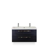 Seville Badmeubelset 100 cm - Black Oak - Wastafel Djazz 2 kraangaten
