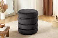 Ronde poef VOGUE 50cm grijs fluwelen poef met opbergruimte - 46689