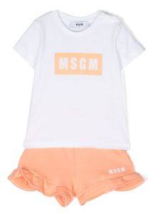 MSGM Kids ensemble haut-short à logo imprimé - Blanc