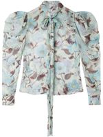 Stella McCartney blouse Lady Garden en soie - Bleu - thumbnail