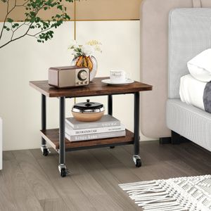 Printerstandaard Printertafel met 4 Wielen en Vergrendelingsmechanisme Opbergstandaard met 2 Planken voor Woonkamer Kantoor Bruin