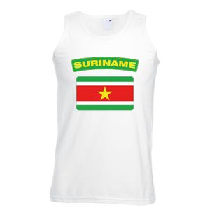 Singlet shirt/ tanktop Surinaamse vlag wit heren