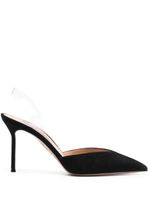 Aquazzura escarpins V Plexi 95 mm en daim - Noir