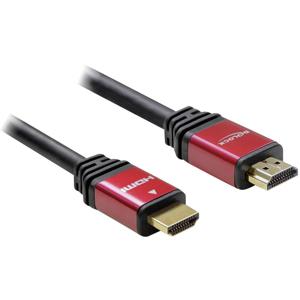 Delock 57903 HDMI-kabel HDMI Aansluitkabel HDMI-A-stekker, HDMI-A-stekker 3.00 m Rood/zwart Vergulde steekcontacten, Met Ferrietkern