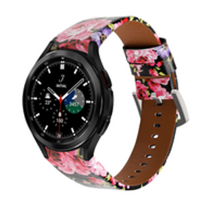 leren bandje - Bloemenprint - Samsung Galaxy Watch 4 Classic - 42mm & 46mm