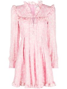 Alessandra Rich robe courte volantée à fleurs - Rose