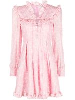 Alessandra Rich robe courte volantée à fleurs - Rose