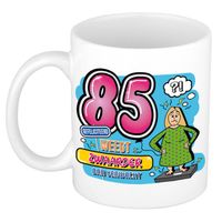 Bellatio Decorations cadeau mok - 85 weegt zwaarder dan verwacht - keramiek - 300 ml - feest mokken