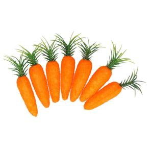 Decoratie wortelen - 7x - oranje - watten/polyester - 7 cm - Sinterklaas / Pasen