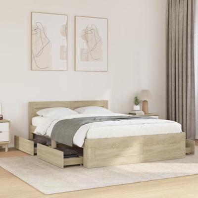 Bedframe met hoofdeinde bewerkt hout sonoma eiken 120x190 cm