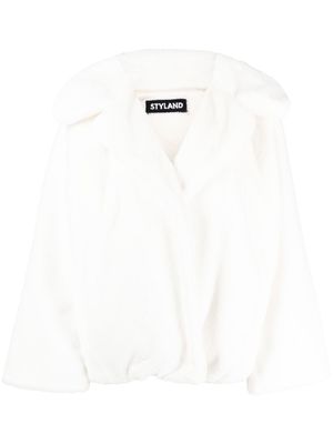 STYLAND manteau en fourrure artificielle à design ouvert - Blanc