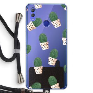 Cactusprint roze: Honor Note 10 Transparant Hoesje met koord