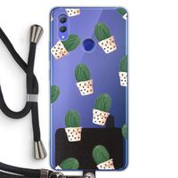 Cactusprint roze: Honor Note 10 Transparant Hoesje met koord