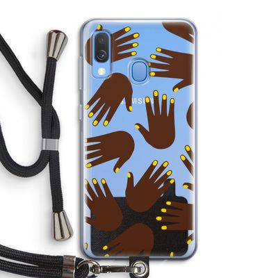 Hands dark: Samsung Galaxy A40 Transparant Hoesje met koord