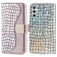 Croco Bling Series Samsung Galaxy A14 Portemonnee Hoesje - Rosé goud