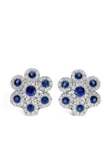 LEO PIZZO boucles d'oreilles Augusta en or blanc 18ct ornées de diamants et de saphirs - Argent