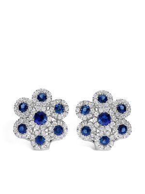 LEO PIZZO boucles d'oreilles Augusta en or blanc 18ct ornées de diamants et de saphirs - Argent