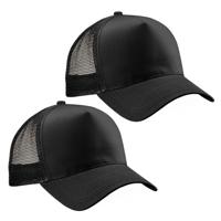 Truckers baseballcap - 2x - zwart - volwassenen - voordelige petjes/caps