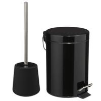 5Five Badkamer/toilet accessoires - WC-borstel/pedaalemmer 3L- zwart - Toiletaccessoireset - thumbnail