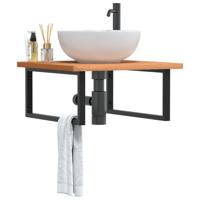 Badkamer wandschap staal en massief beukenhout