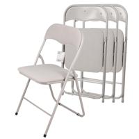 Urban Living Klapstoel - 4x - met stoffen zitting - beige - 44 x 45 x 80 cm - metaal