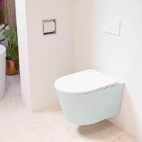 Wandcloset Mondiaz Lavie | Zonder spoelrand | Incl.Toiletzitting-Talc | Keramiek | Greey (licht grijs)