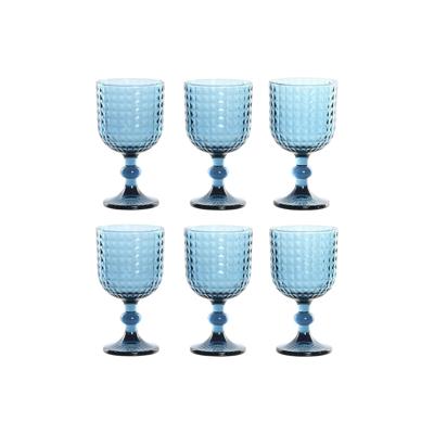 Set van bekers Home ESPRIT Blauw Kristal 380 ml (6 Stuks)