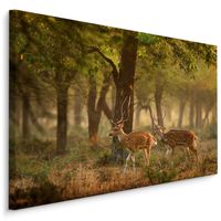 Schilderij - Jonge Hertjes in het Bos, Premium Print - thumbnail