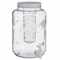 Glazen drankdispenser/limonadetap met witte kleur dop/tap 8 liter