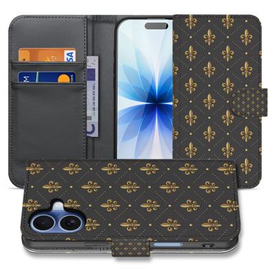 Book Case iPhone 17 Franse Lelie Bruin Goud