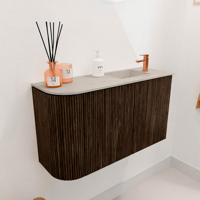 Toiletmeubel Mondiaz Joya Dlux | 71.6 cm | Meubelkleur Walnut | Faye wastafel Opalo Wasbak Rechts | 1 kraangat