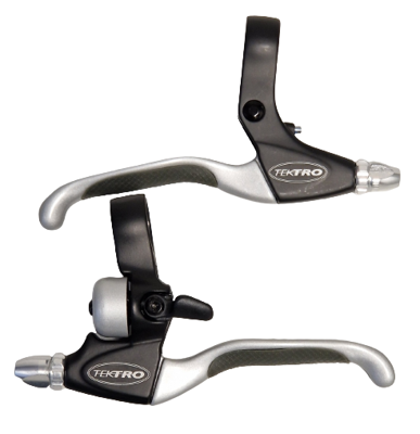 Tektro cl530ts+cl533rt rollerbrake remgreepset 4-vinger zwart/satijn met bel (hangverpakking)
