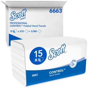 Handdoek Scott i-vouw 1-laags 21.5x31.5cm wit 15x212stuks 6663