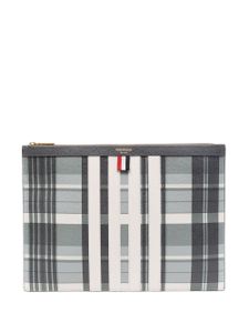 Thom Browne pochette en cuir à carreaux - Gris