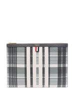 Thom Browne pochette en cuir à carreaux - Gris - thumbnail