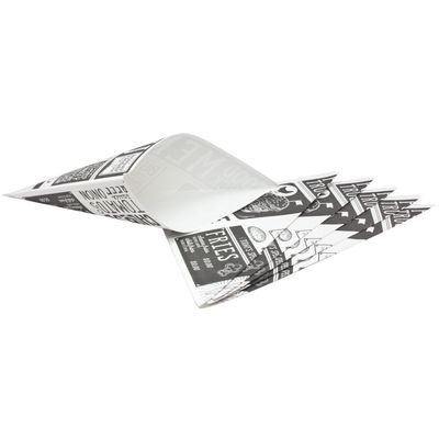 Frietzak - 15x - Puntzak - Papier - Zwart/wit - 17,5 x 24 cm