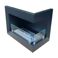 Hoek bio-ethanol haard met glas - rechts